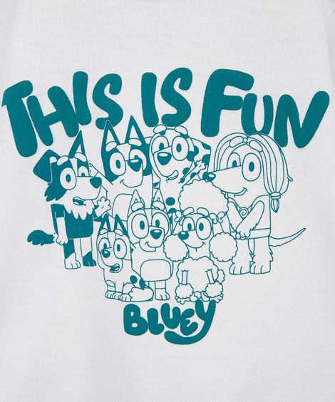 camiseta infantil de algodão bluey off white