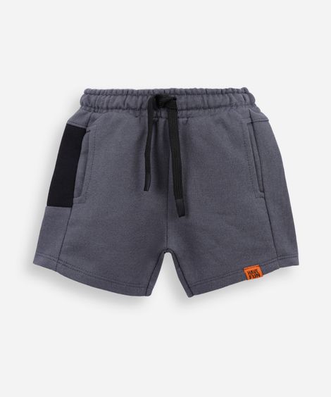 bermuda infantil de moletom com recorte cinza