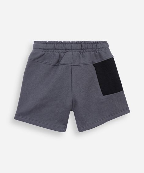 bermuda infantil de moletom com recorte cinza