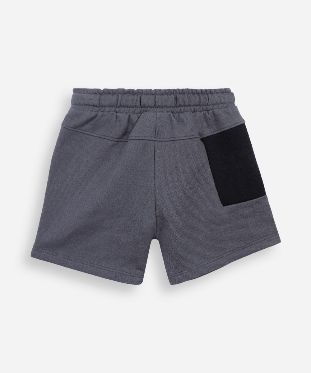 bermuda infantil de moletom com recorte cinza