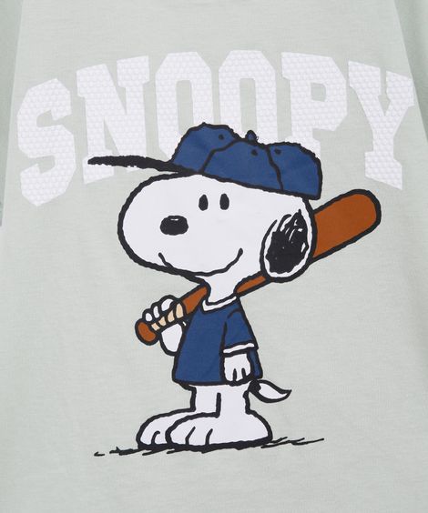 camiseta de algodão infantil texturizada snoopy verde