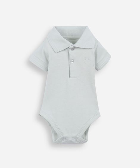 body polo infantil de algodão manga curta com bordado verde