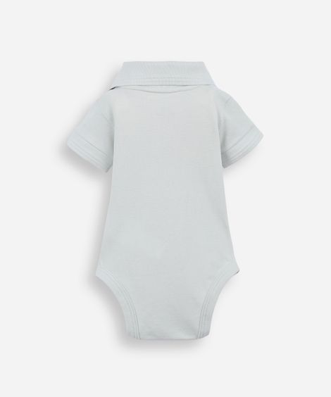 body polo infantil de algodão manga curta com bordado verde