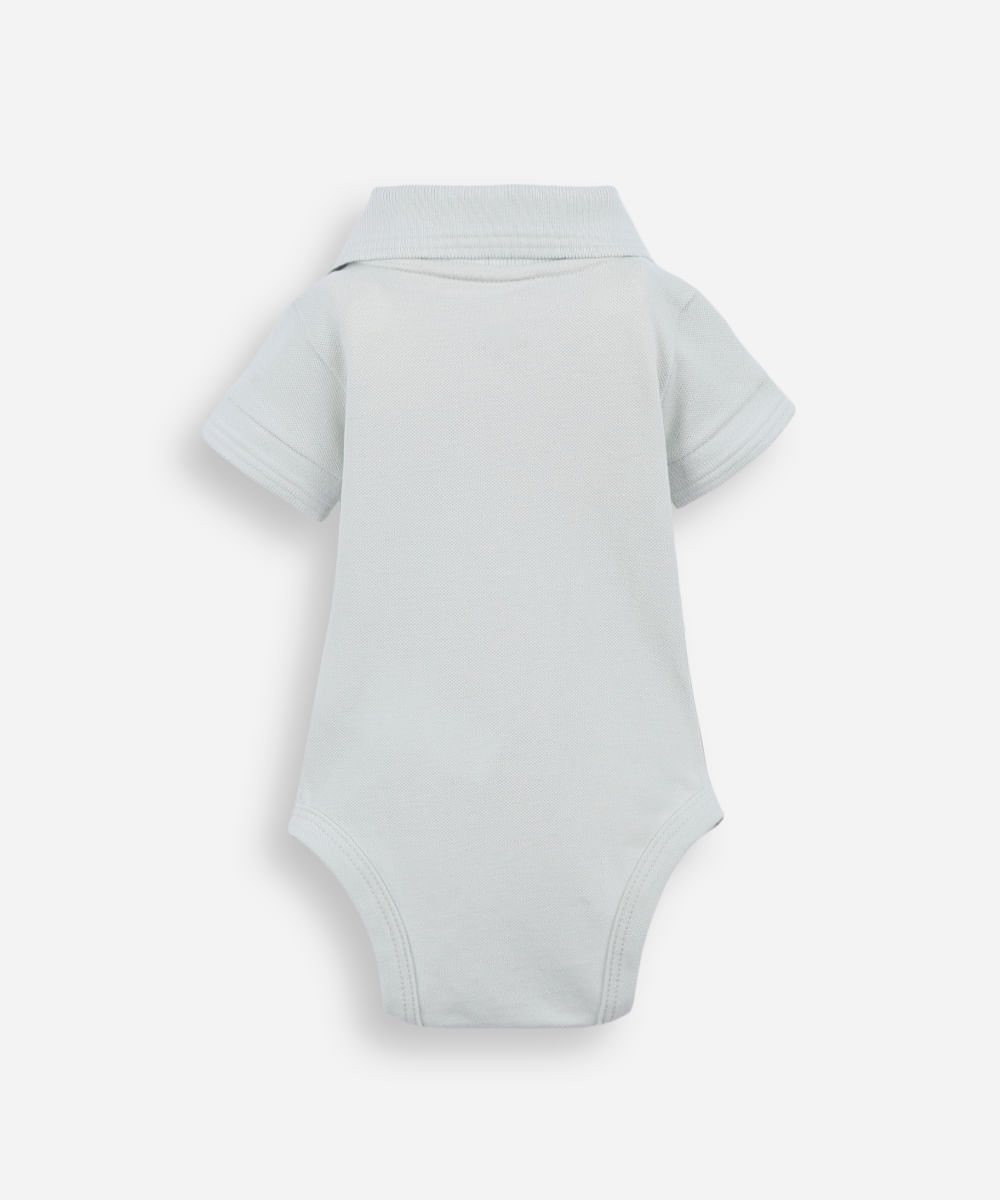 body polo infantil de algodão manga curta com bordado verde