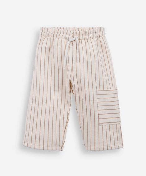 calça infantil de algodão listrada cós elástico colorido