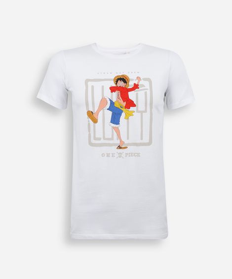 camiseta juvenil de algodão one piece off white