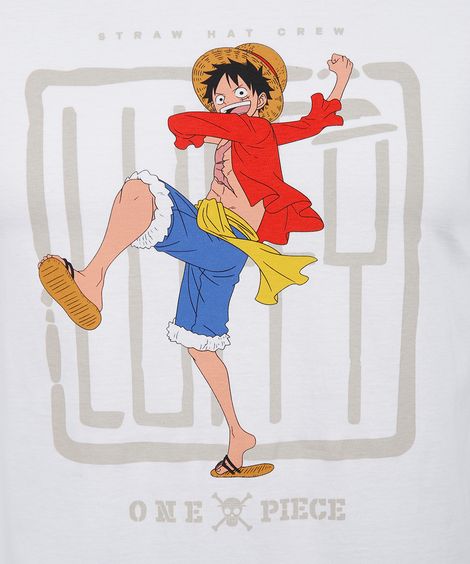 camiseta juvenil de algodão one piece off white