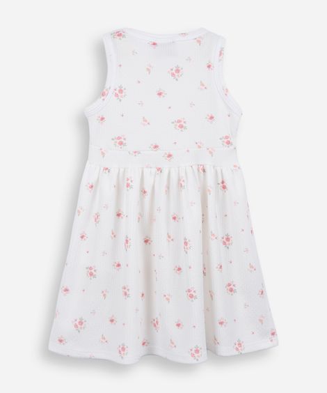 vestido infantil com laço texturizado floral colorido