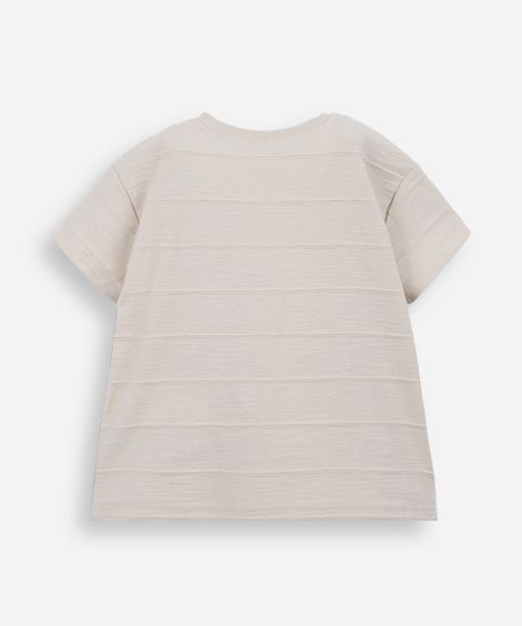 camiseta infantil de algodão texturizada bege