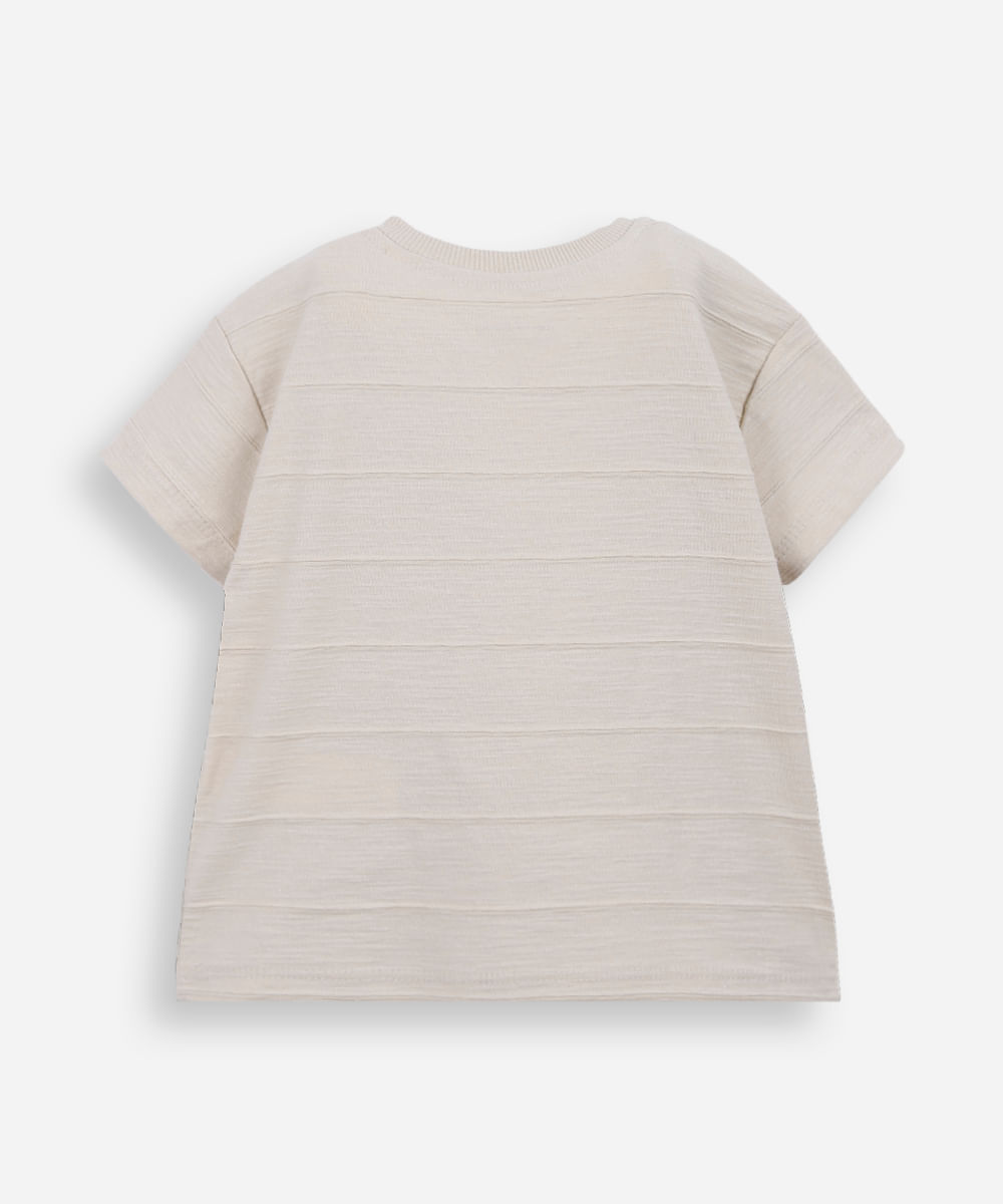 camiseta infantil de algodão texturizada bege