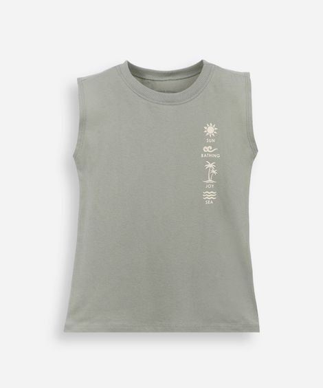 regata machão infantil de algodão estampada - verde claro