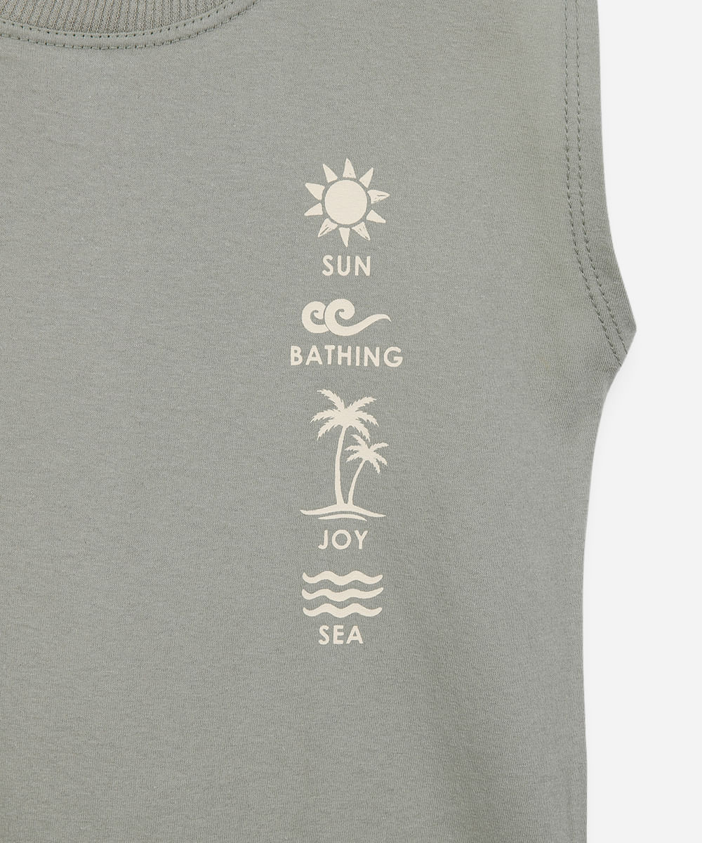 regata machão infantil de algodão estampada - verde claro