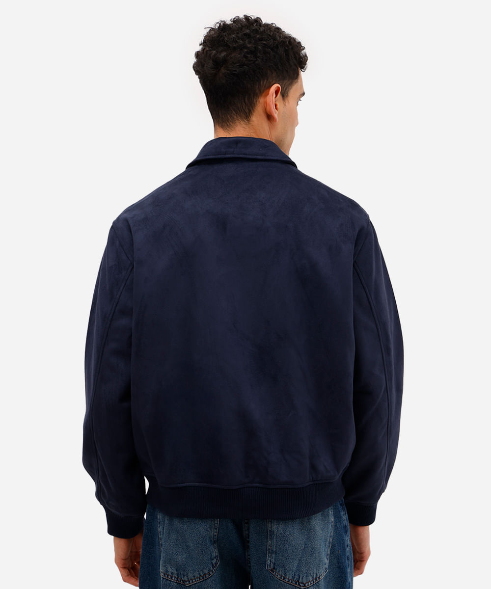 jaqueta bomber masculina de suede azul