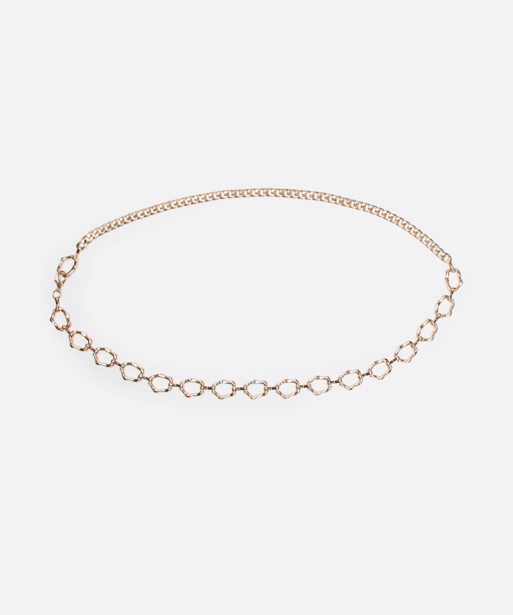 cinto de corrente com elos orgânicos dourado