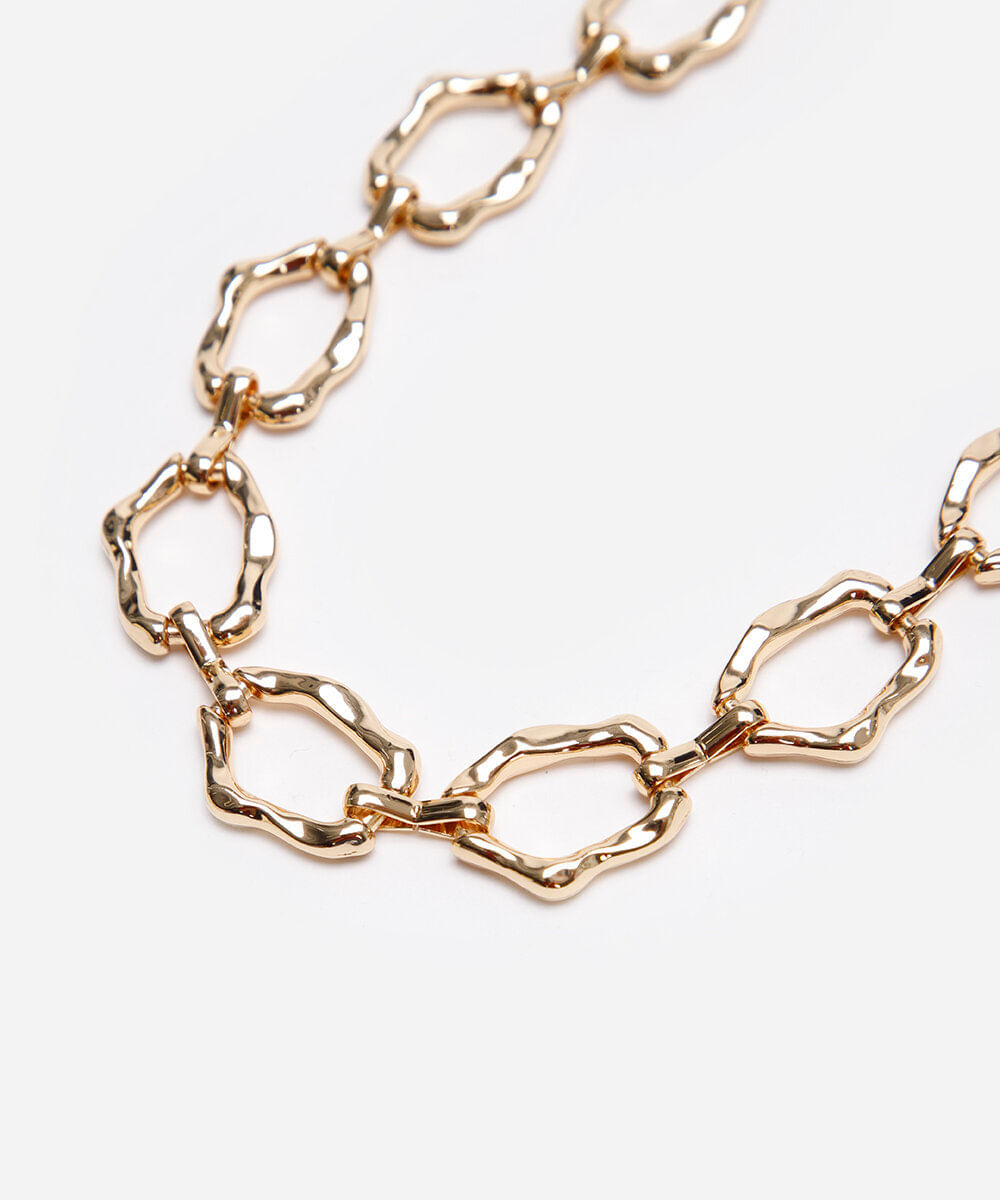 cinto de corrente com elos orgânicos dourado