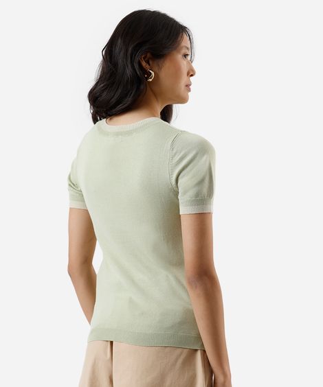 blusa feminina de tricot manga curta verde