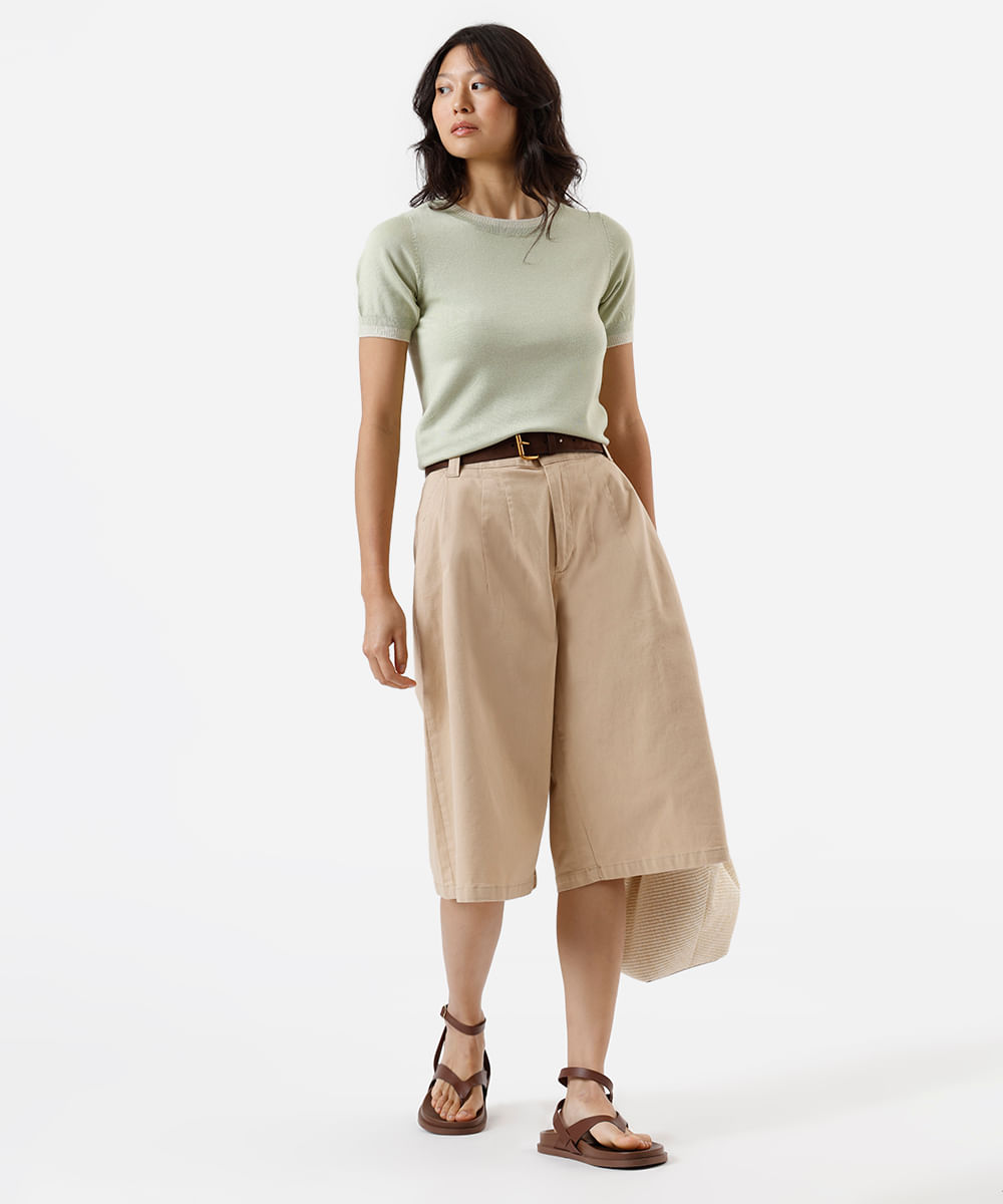 blusa feminina de tricot manga curta verde