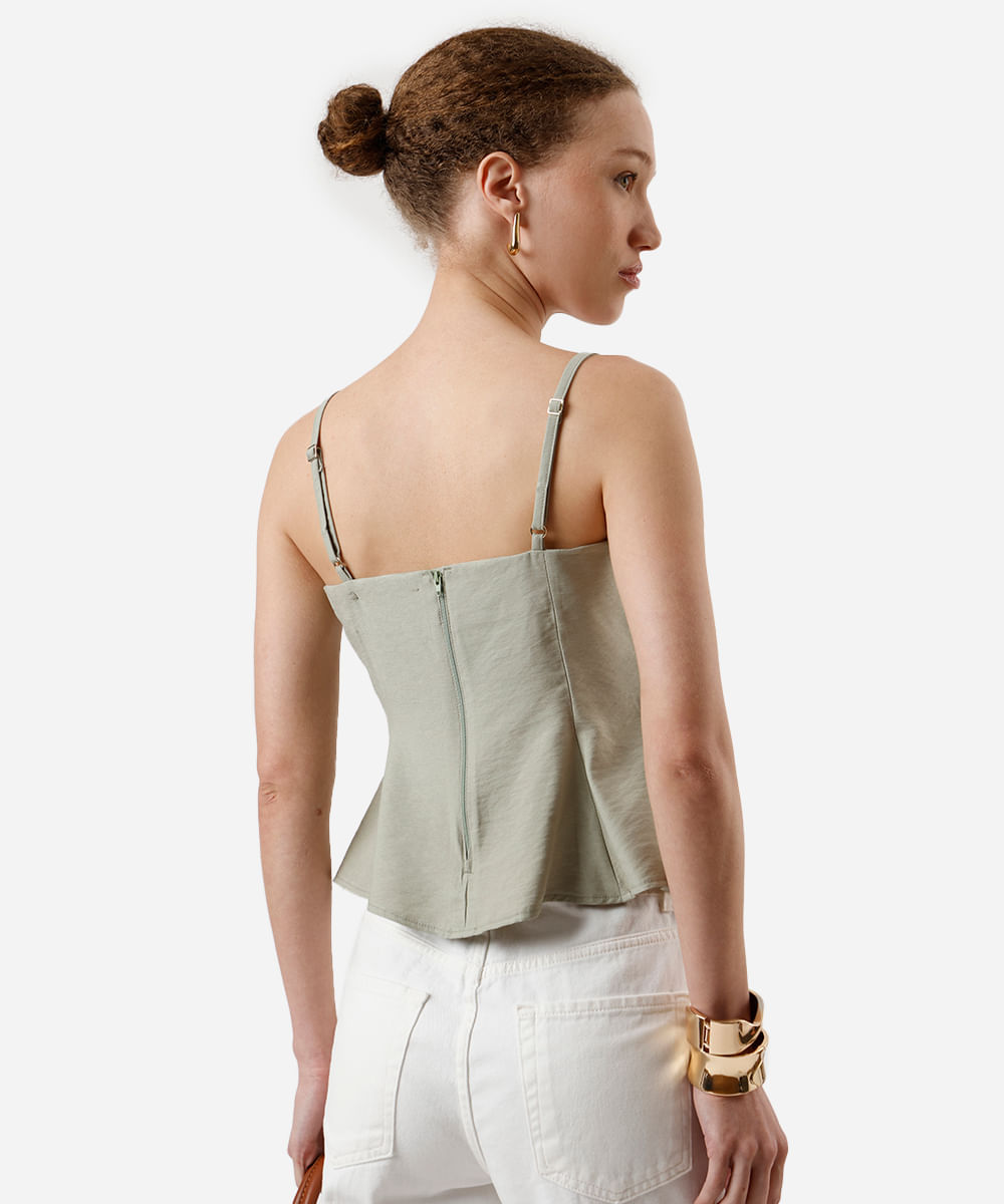 blusa peplum feminina alça fina de viscose verde
