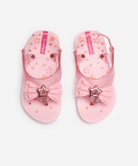 chinelo infantil ipanema belle com elástico rosa