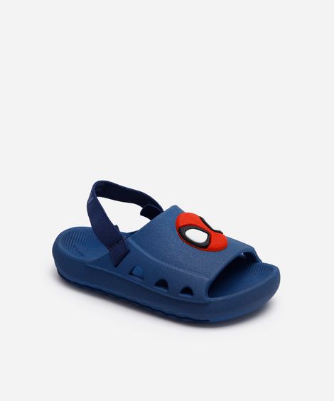 babuche infantil com elástico homem aranha grendene azul