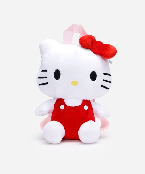 mochila infantil de pelúcia hello kitty branca