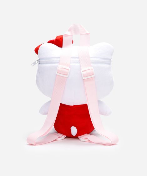 mochila infantil de pelúcia hello kitty branca