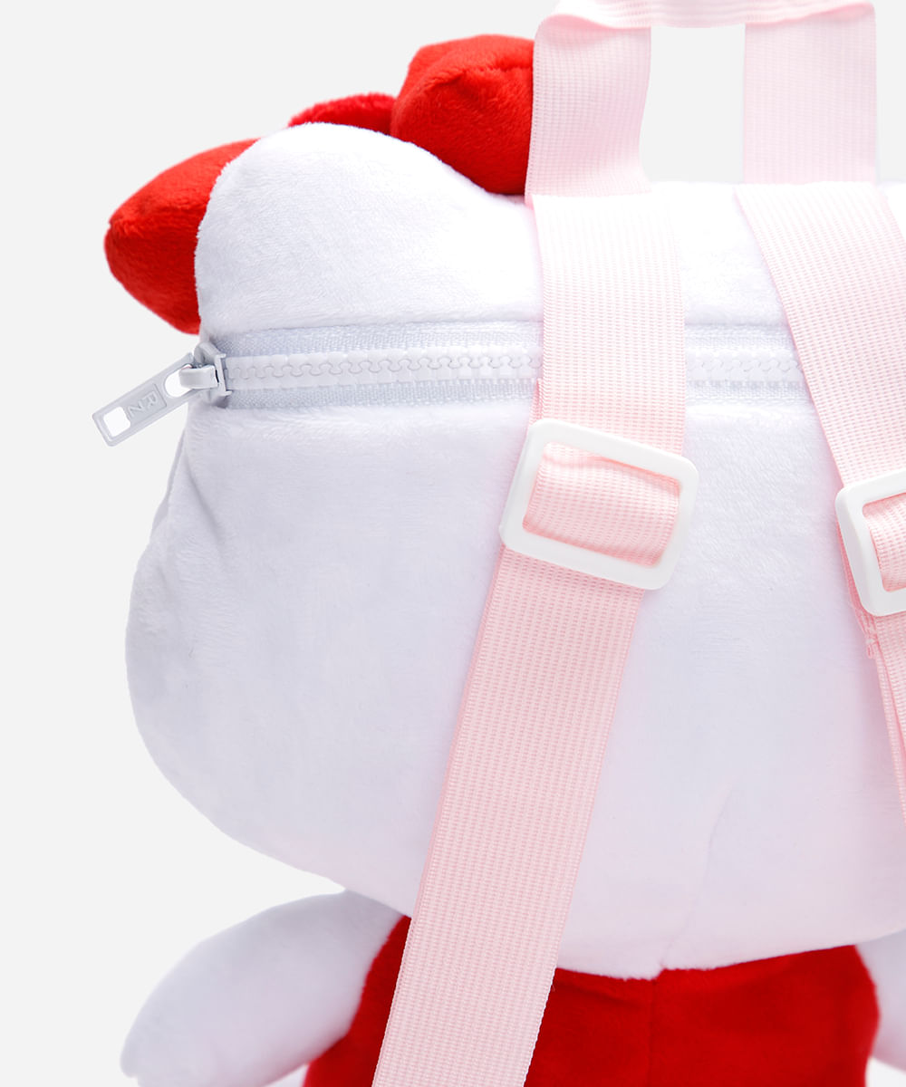 mochila infantil de pelúcia hello kitty branca