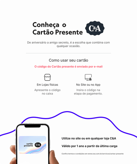 cartão presente c&a