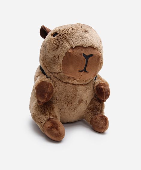 pelúcia infantil capivara com mochila marrom