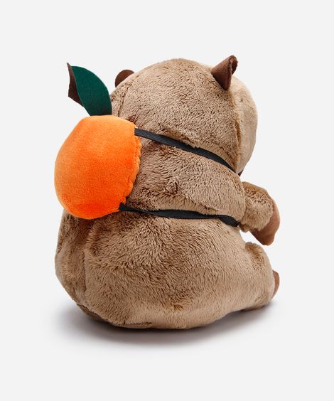 pelúcia infantil capivara com mochila marrom
