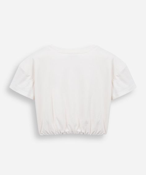 blusa infantil manga curta algodao off white