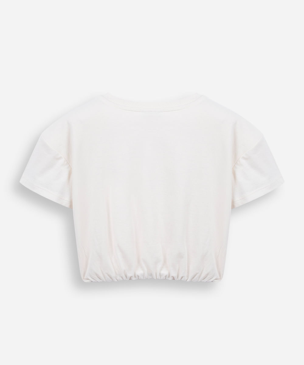 blusa infantil manga curta algodao off white