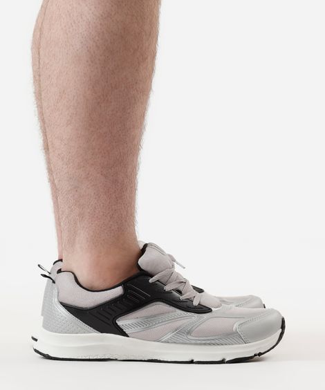 tênis esportivo ace com recortes cinza