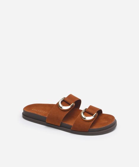 rasteirinha flatform com fivelas texturizada oneself marrom