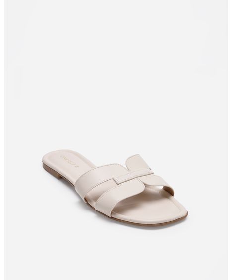 rasteirinha feminina com recorte oneself off white