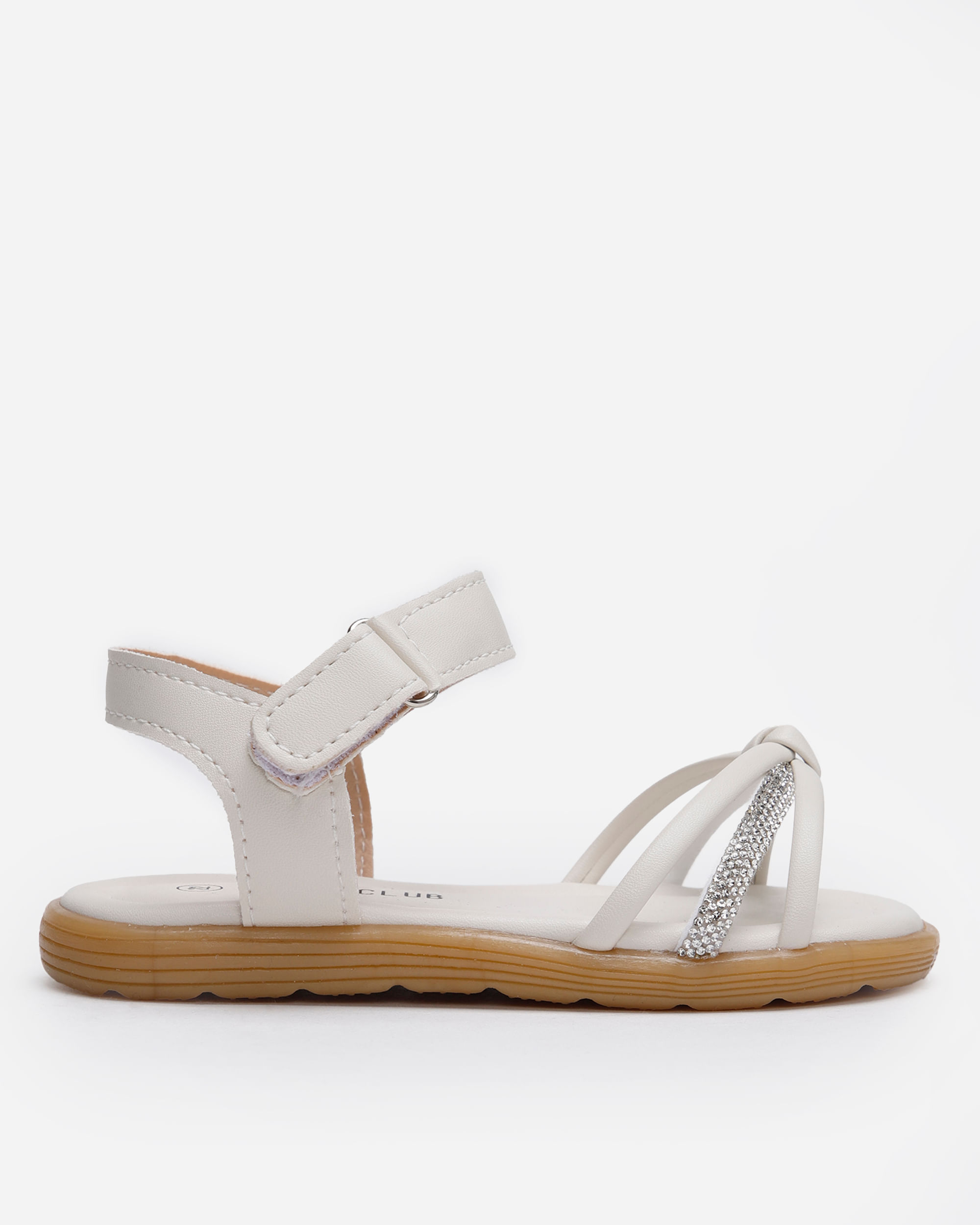 sandália infantil com velcro e brilhos off white