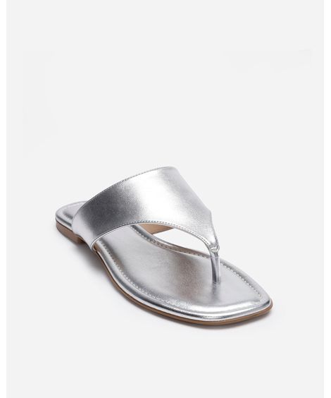 rasteirinha bico quadrado oneself prateada