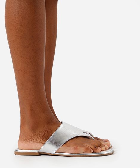 rasteirinha bico quadrado oneself prateada