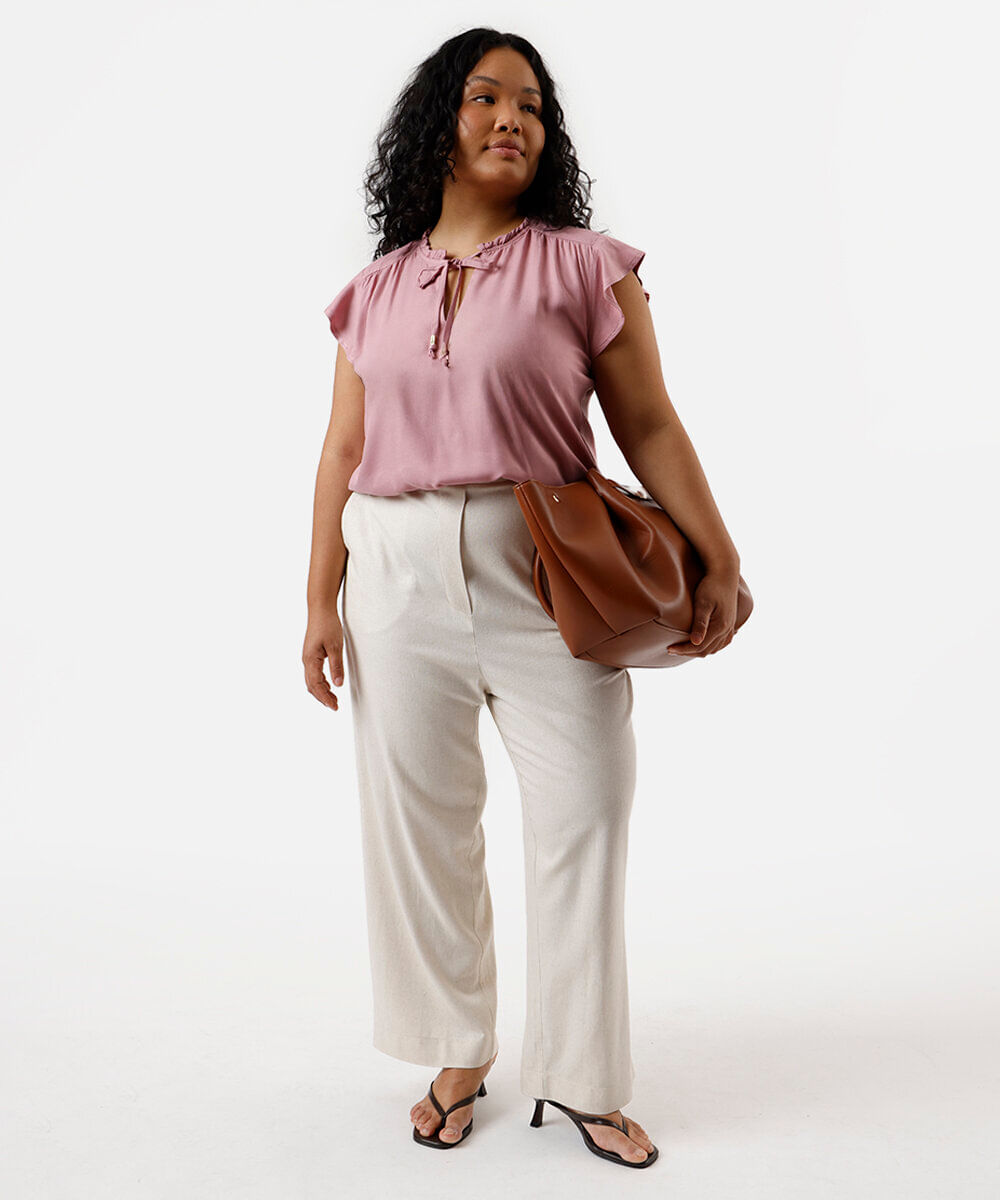 blusa feminina de viscose manga curta plus size rosa