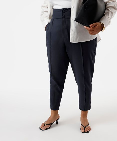 calça plus size de viscose cinza