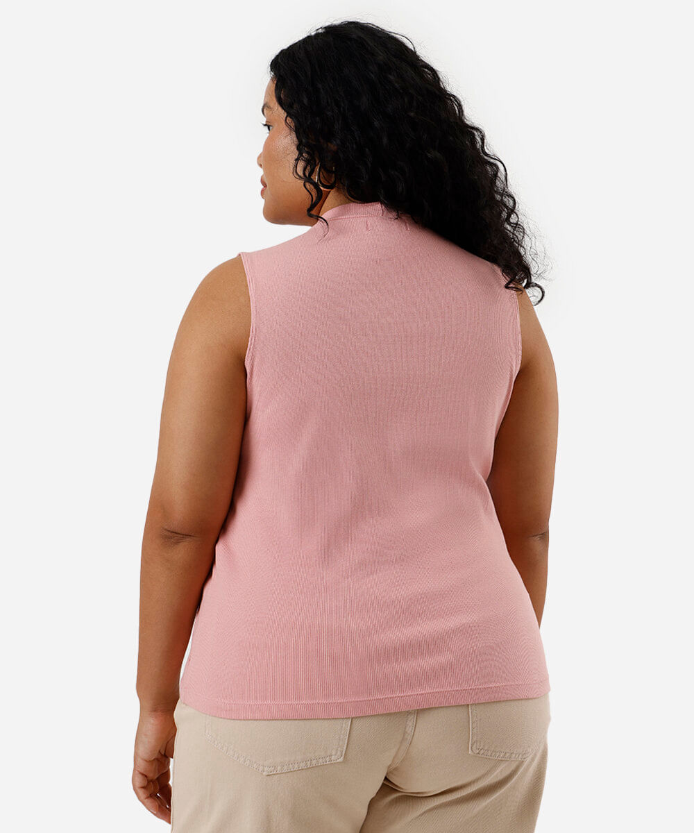 regata feminina plus size gola alta rosa