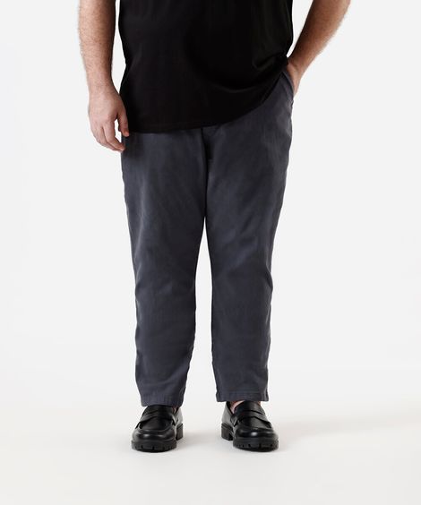 calça chino slim masculina de sarja plus size cinza