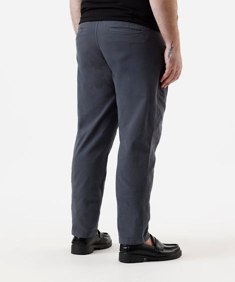 calça chino slim masculina de sarja plus size cinza