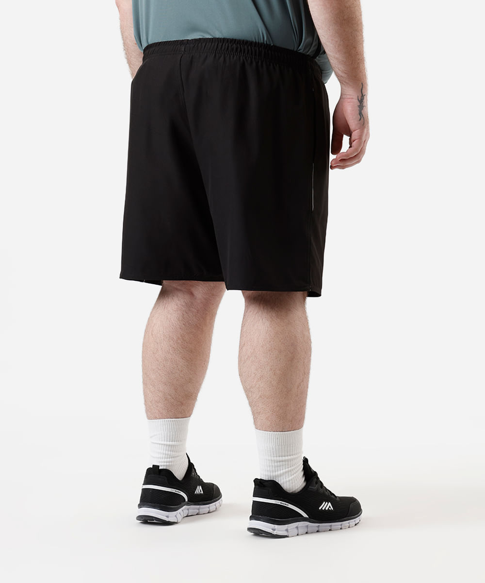 short masculino esportivo com nervura plus size preto