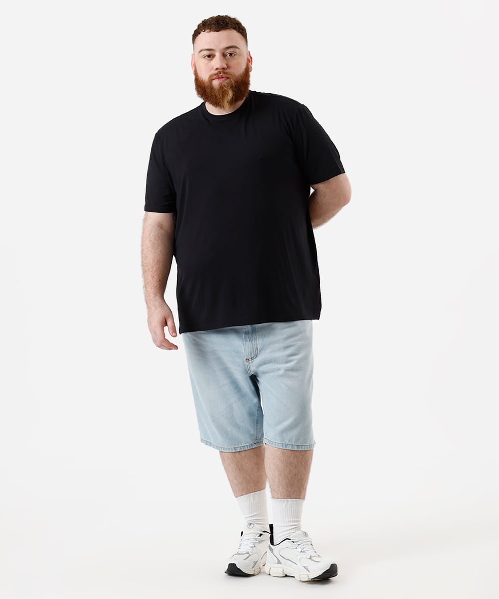 camiseta comfort masculina manga curta AIRtech plus size preta