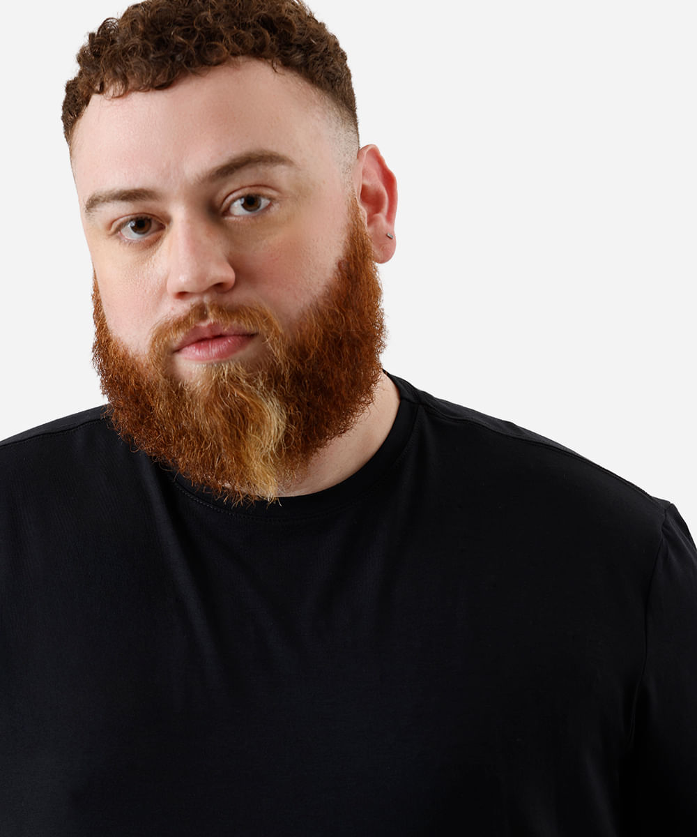 camiseta comfort masculina manga curta AIRtech plus size preta