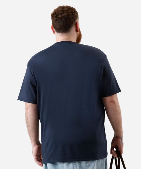 camiseta masculina de algodão peruano plus size azul