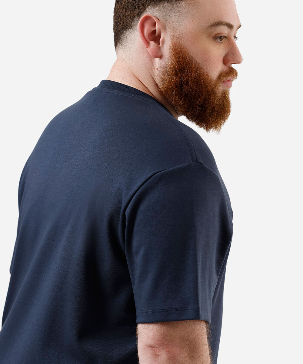 camiseta masculina de algodão peruano plus size azul