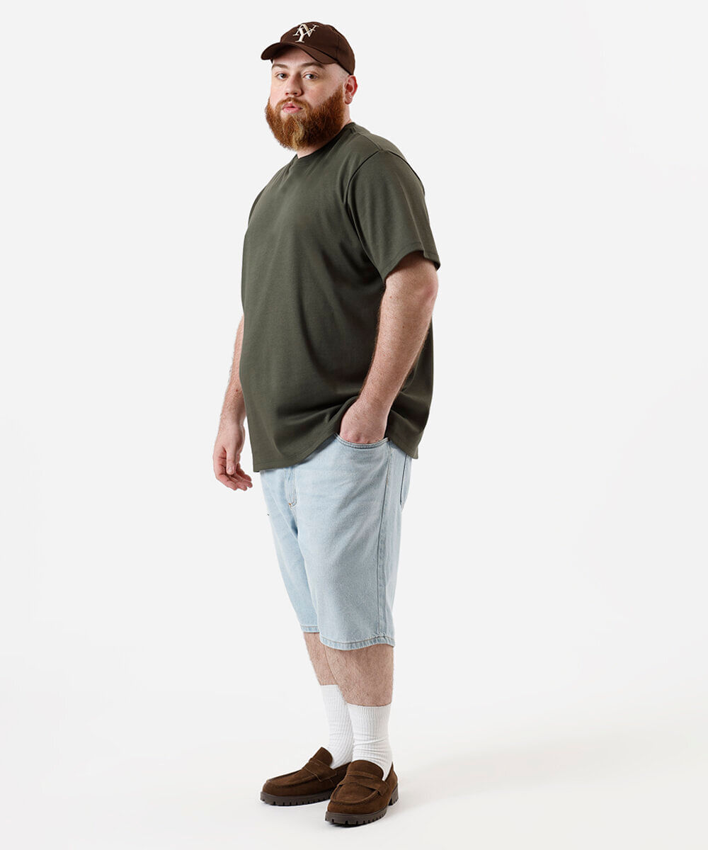 camiseta masculina de algodão peruano plus size verde