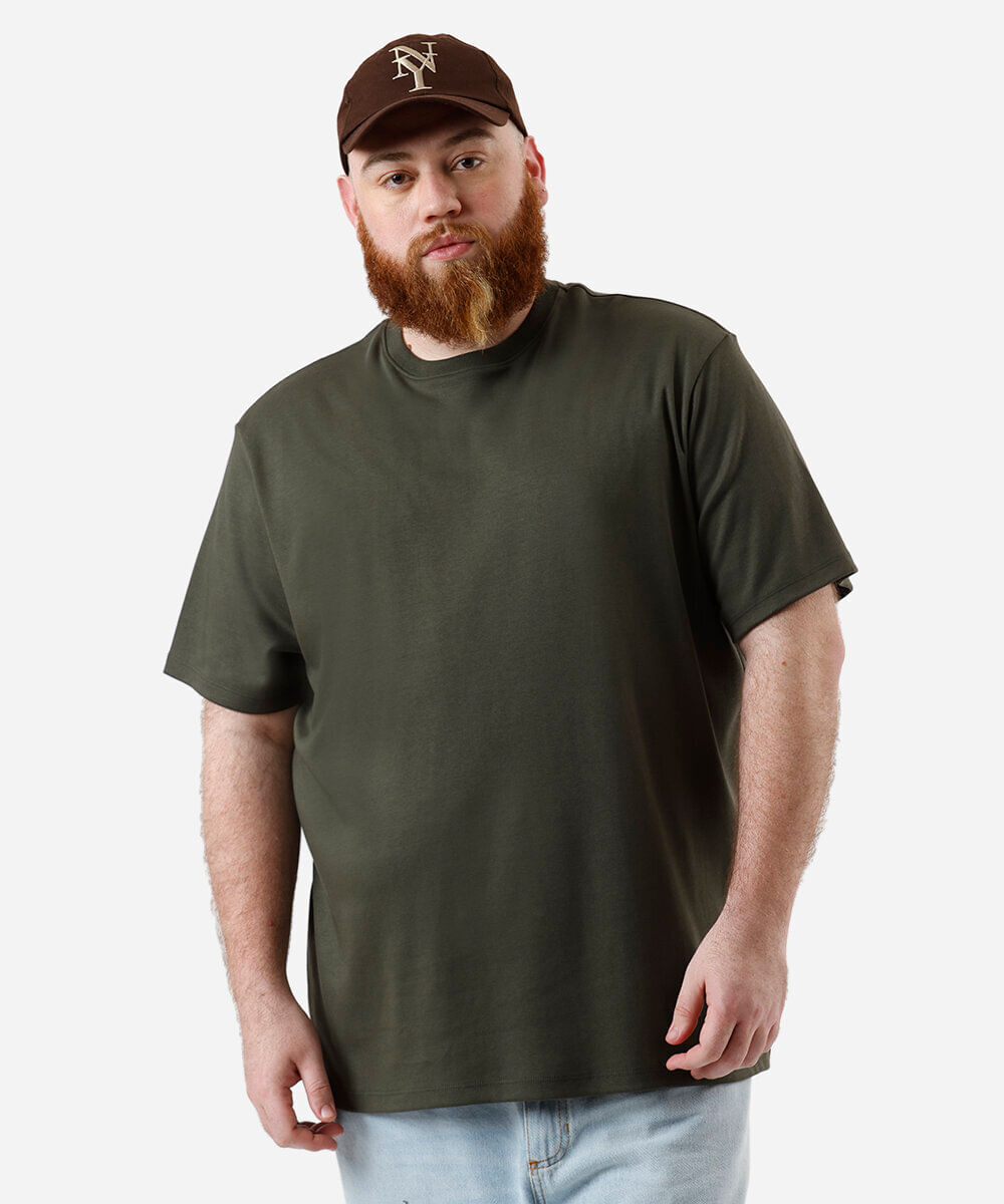 camiseta masculina de algodão peruano plus size verde